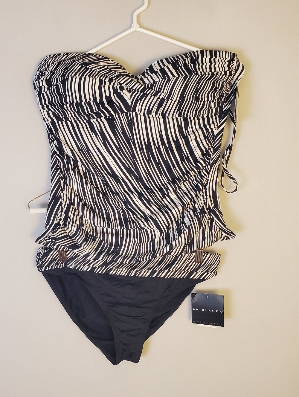 La Blanca Black & White Strapless Two-Piece Swimsuit Size 12 Top Size 10 Bottom